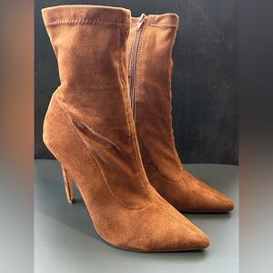 Olivia Jaymes Brown Suede Heeled Boots Size 8